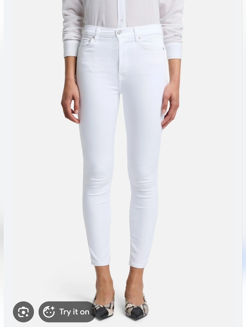 7 For All Mankind White Women’s Skinny Jeans